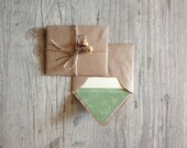 Crafted writing set - letter writing paper - brown envelope with vintage paper - beige light green pastel rustic - europeanstreetteam - InghettaDesign