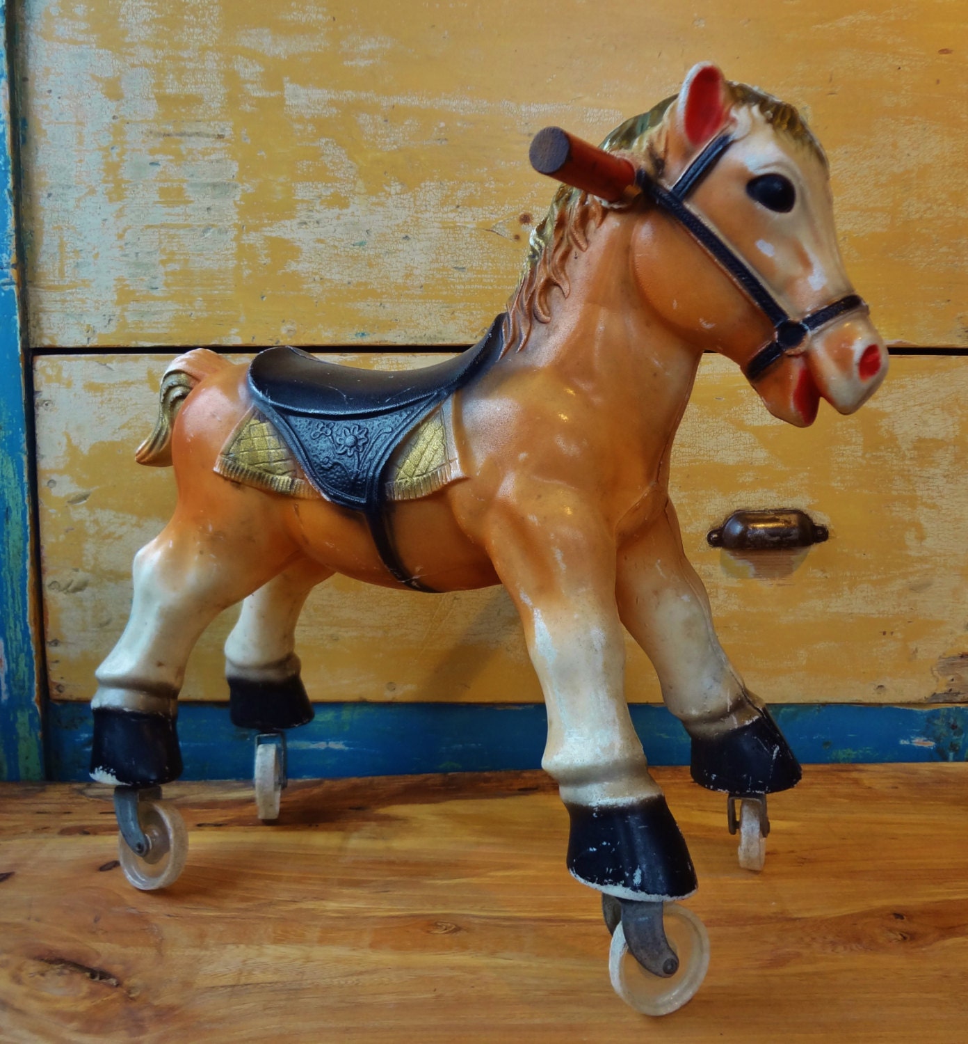 vintage toy riding horse