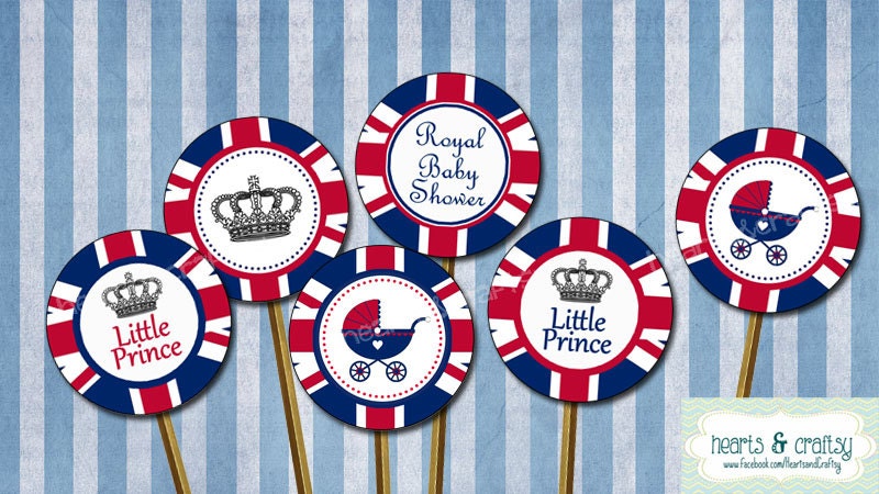 Little Prince Royal Baby Shower / UK British Printable Cupcake 
