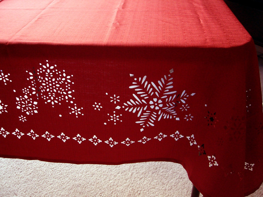 60x84 Fabric oblong Tablecloth Fits Table UP TO 36x60 Red Hemstitch
