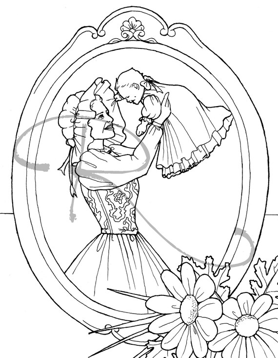 Items similar to Welcome Baby, Ink Illustration, Coloring Page on Etsy
