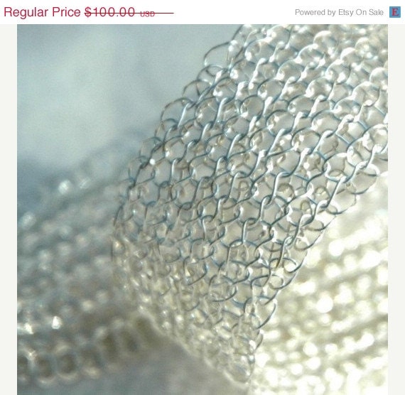 Holiday SALE Silver wire crochet bracelet knitted jewelry by Yoola