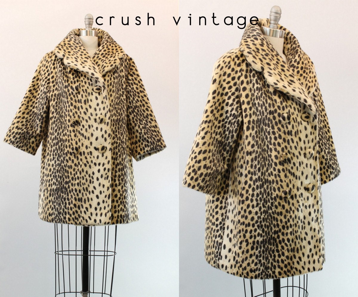 50s Bullocks Del Amo Coat S M / 1950s Leopard Print Jacket / The Tina Coat