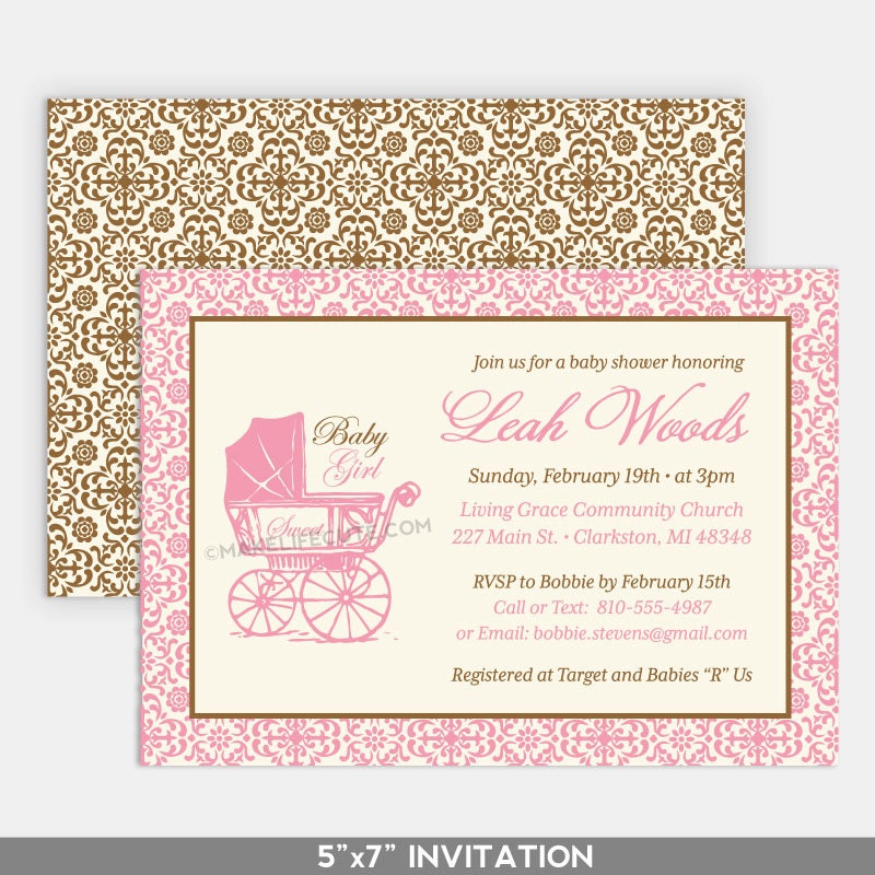 VINTAGE BABY SHOWER - Printable 5"x7" Baby Shower Invitation - Sweet Vintage Baby Collection by Make Life Cute Il_570xn