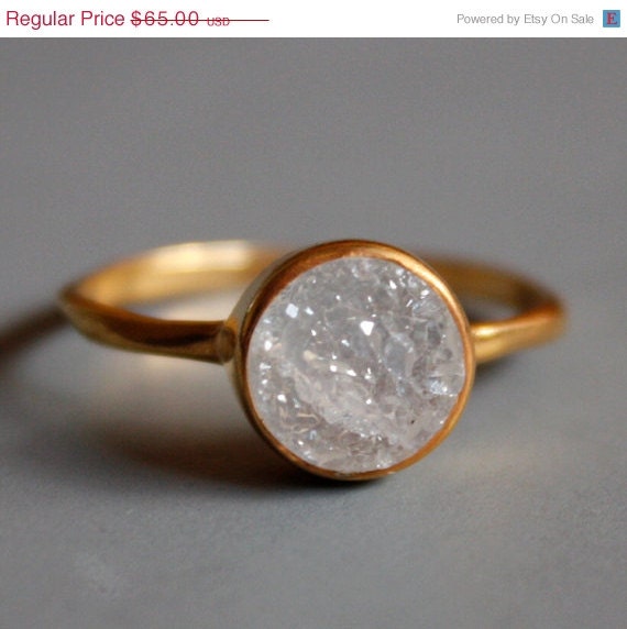 HOLIDAY SALE Gemstone Ring - Druzy Ring - Round Shape - Stacking Ring