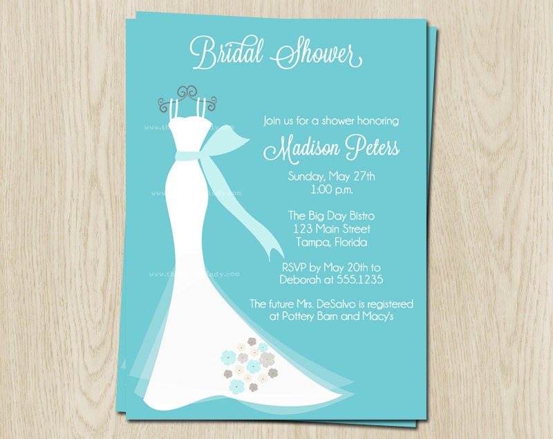 Wedding Dress Bridal Shower Invitations, Wedding Gown Invites, Set of ...