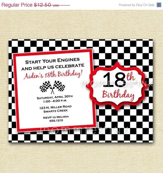 HOLIDAY SALE 10% off Checkered Flag Birthday Party Invitation - PRINTABLE Invitation Design Il_570xn
