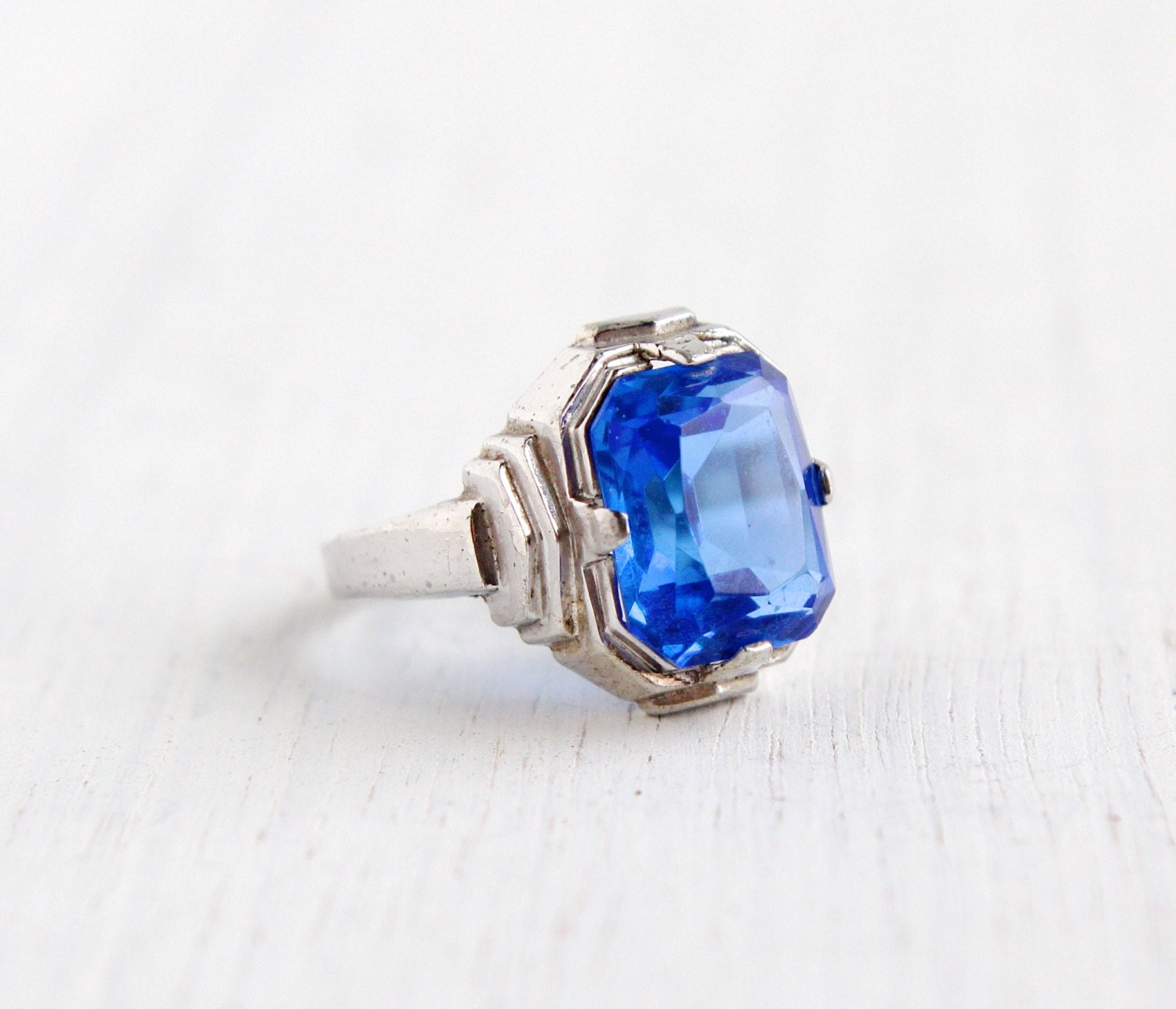 Antique Sterling Silver Blue Stone Ring Vintage by MaejeanVintage