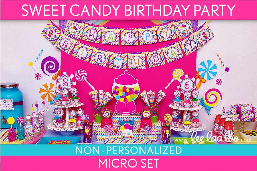 Sweet Candy Birthday Party Package Collection Set Micro NonPersonalized Printable // Sweet Candy - B88Nz1