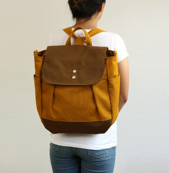 SALE Convertible Backpack / Rucksack in Mustard and by ickadybag