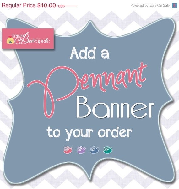 ON SALE Matching Printable Banner - Made to Match Any Design in Shop - Pennant/Flag - Birthday, Baby/Bridal Shower, Baptism, Bachelorette, Il_570xn