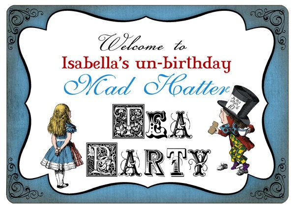 Mad Hatter Party Sign - Birthday or Baby Shower - DIY PRINTABLE FILE by Sassaby Il_570xn