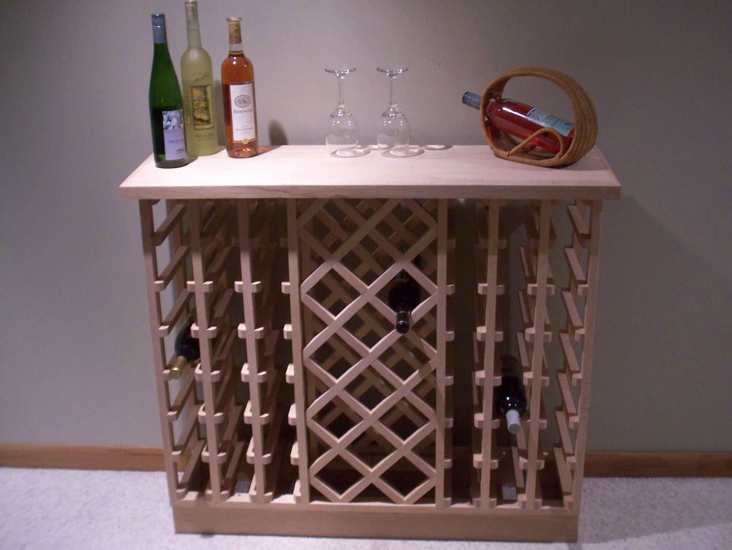 Items similar to 56 Bottle Lattice Style Oak Wine Rack on Etsy