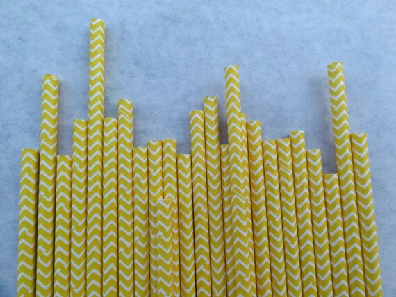 Chevron Paper Straws, Yellow, 50 Pack, Baby Shower Wedding Chevrons Il_570xn