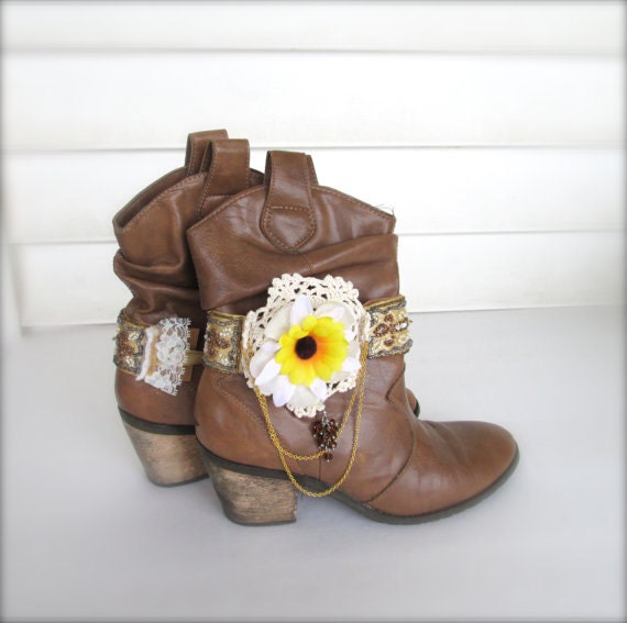 Boot cuffs Gypsy Boot Wrap Boho Boot Accessories by knitwit321