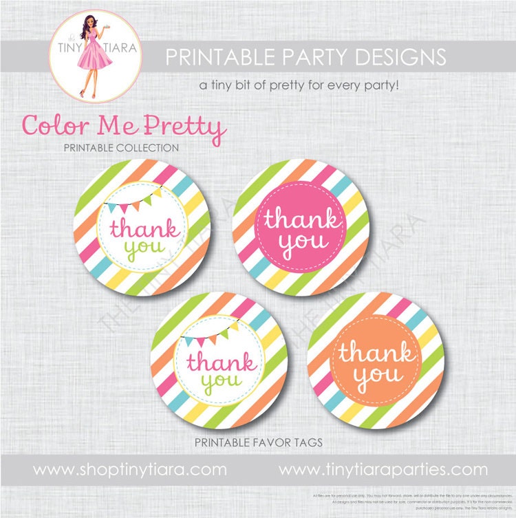 Color Me Pretty Printable Favor Tags INSTANT DOWNLOAD : Printable Party Designs by The Tiny Tiara Il_570xn