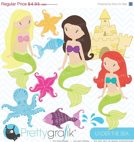 40% OFF SALE Mermaid clipart commercial use, vector graphics, digital clip art, digital images - CL458 Il_570xn