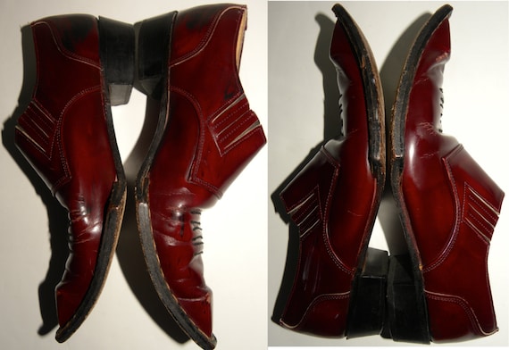 Vintage George Cox Swordfish shoes FLUEVOG booties western OXBLOOD 1980s men 7 women 8.5 - 9