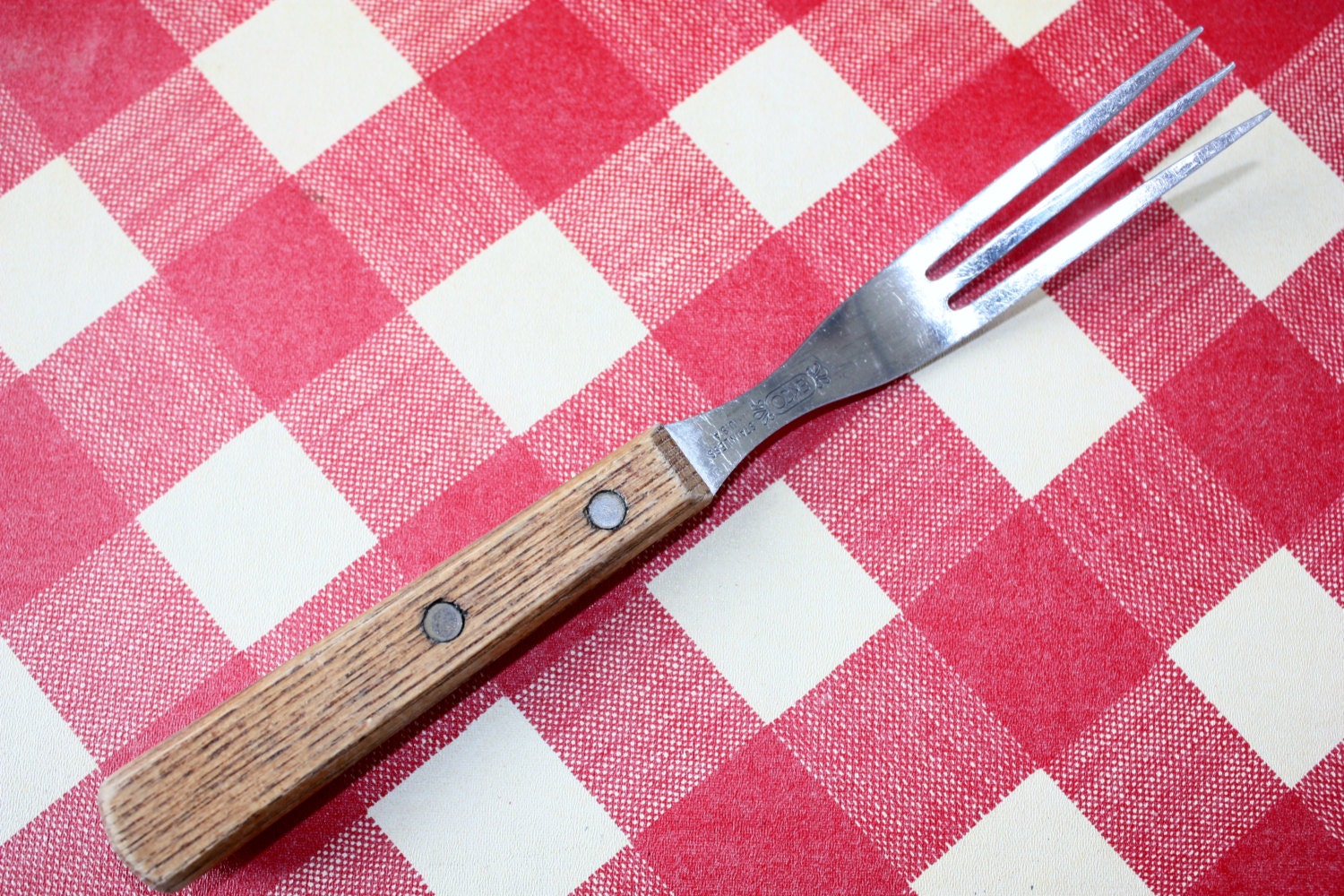 Vintage Ekco Stainless Granny Fork Wood by VintageKitchenTools