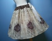 Beautiful Marauders Map Skirt, Harry Potter, Adjustable Waist Fits to size 28, Elastic Option, LOVE