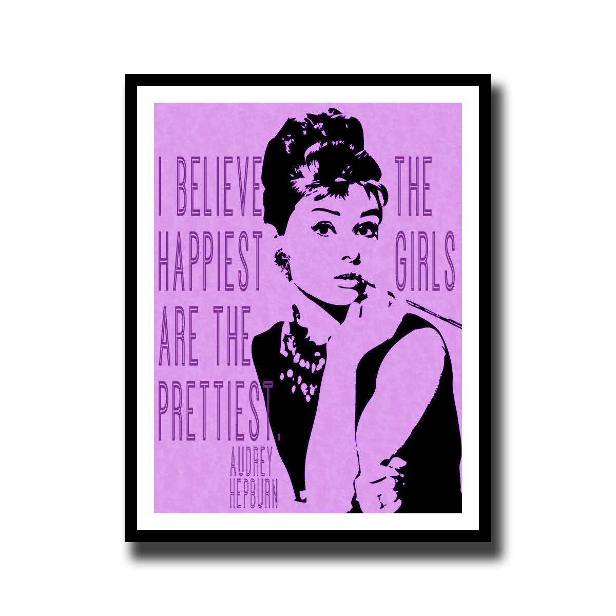 Audrey Hepburn Purple Wall Poster Inspiring Typography Quotes - GeekChicPrints