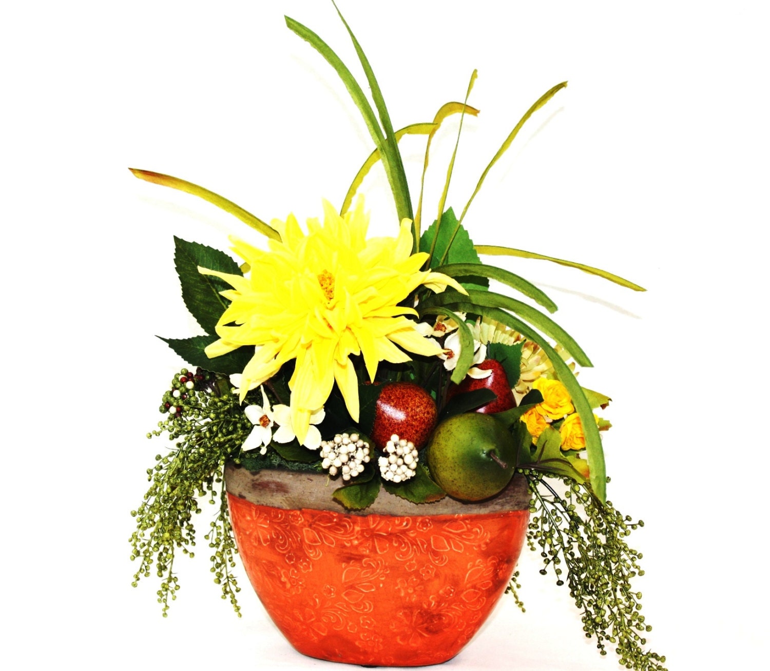 Silk Flower Arrangement Kitchen Decor Dining by Patiquefloral