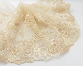 6 5/16 Inches Wide Lace|Beige Floral|Embroidered Lace Trim|Bridal Wedding Materials|Clothing Ribbon|Hairband|Accessories DIY - NivaAccessories 6 5/16 Inches Wide Lace|Beige Floral|Embroidered Lace Trim|Bridal Wedding Materials|Clothing Ribbon|Hairband|Accessories DIY - NivaAccessories