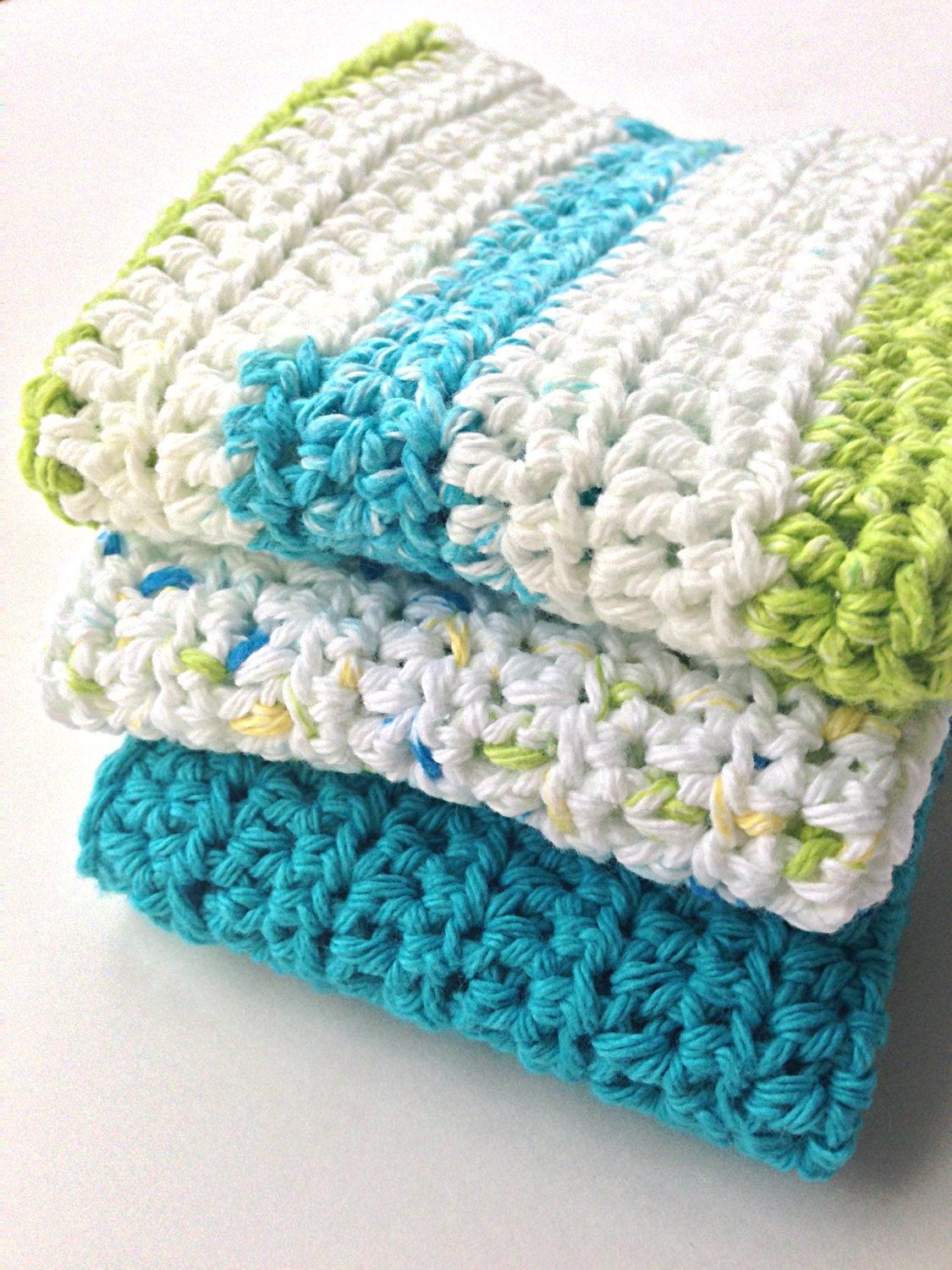 Items similar to Crochet Dish Cloth 3 Pack, wash cloth, dish towel