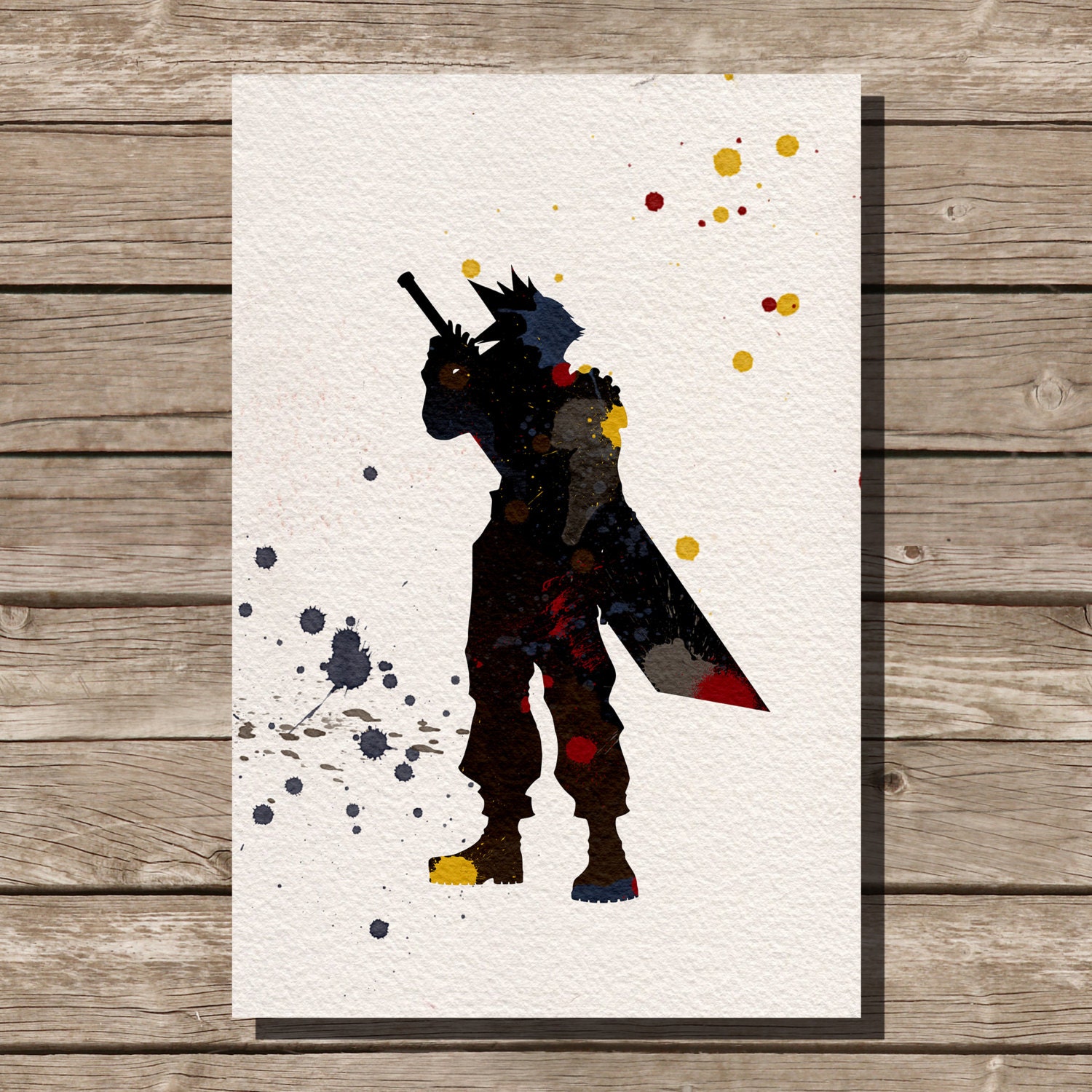 Final Fantasy Cloud Watercolor Video Game Art Print Movie