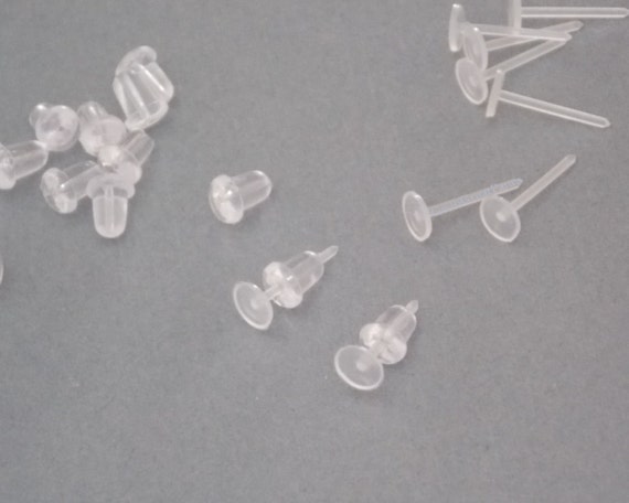 48 Plastic Post Earring Findings w/ LARGE PADS by GoToSupplies