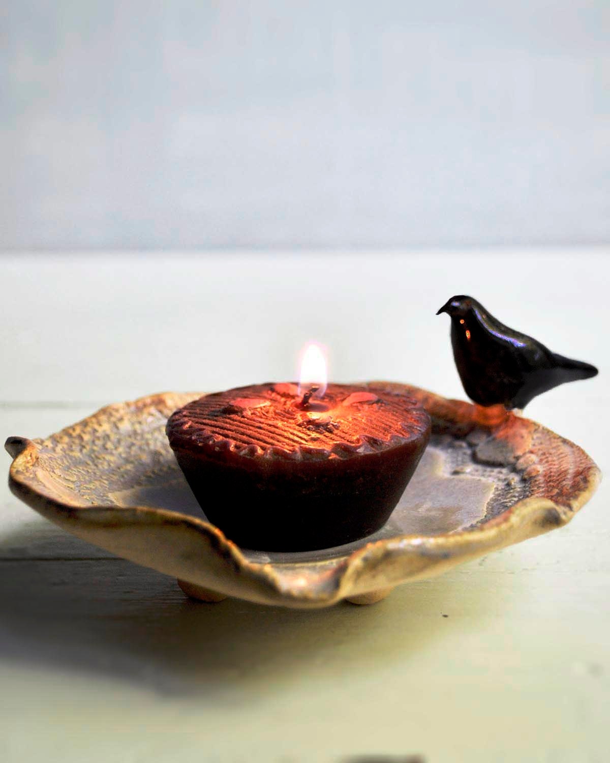 Raven candle holder ceramic Bowl