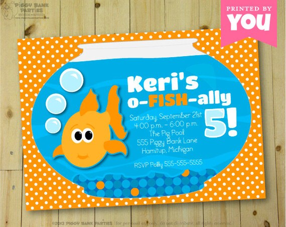 GOLDFISH Invitation : DIY Printable Fish and Bubble Invite // Birthday Party // Under the Sea Invite // Elmo's Fish Dorothy // Ocean Il_570xn