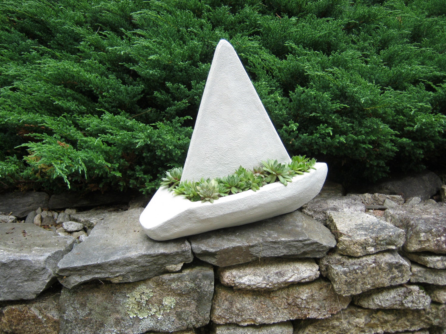 Large Sailboat Planter Painted Concrete by WestWindHomeGarden