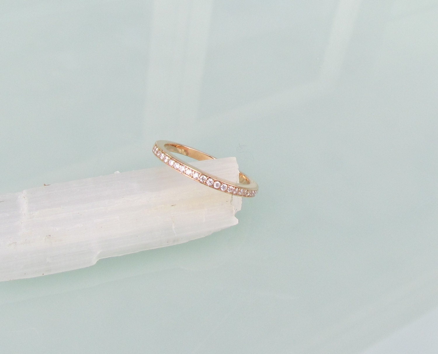 14k Rose Gold White Gold or Yellow Gold Half Eternity Wedding Band ...