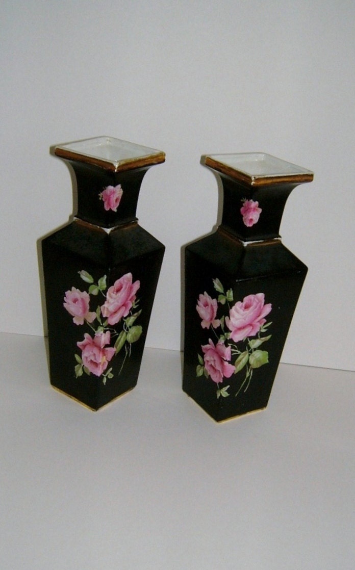 Edwardian Vase Pair of Art Nouveau Hankow Pattern by BiminiCricket