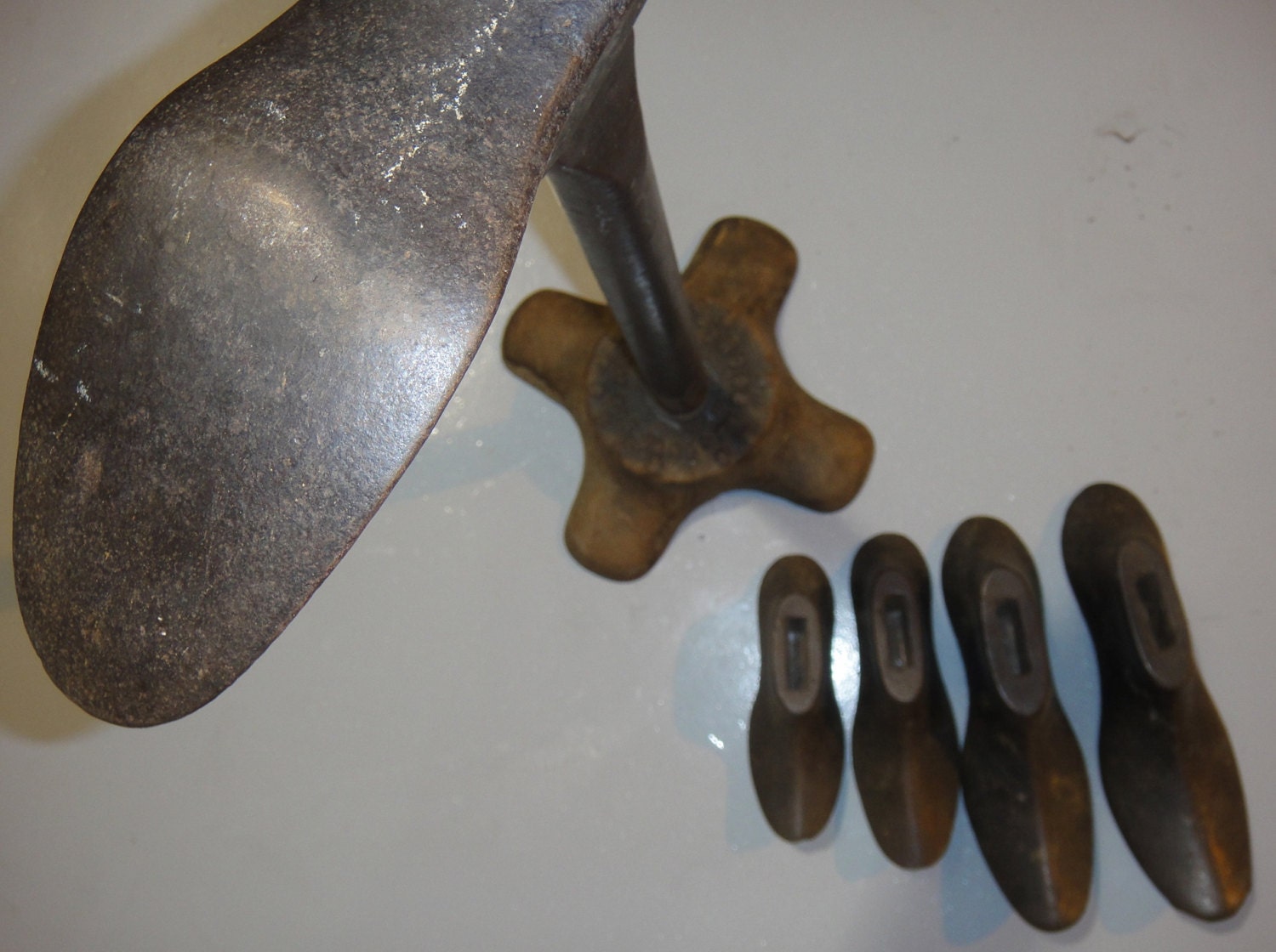 Cast Iron Shoe Repair Stand with 5 Forms by SusieSoHoCollection