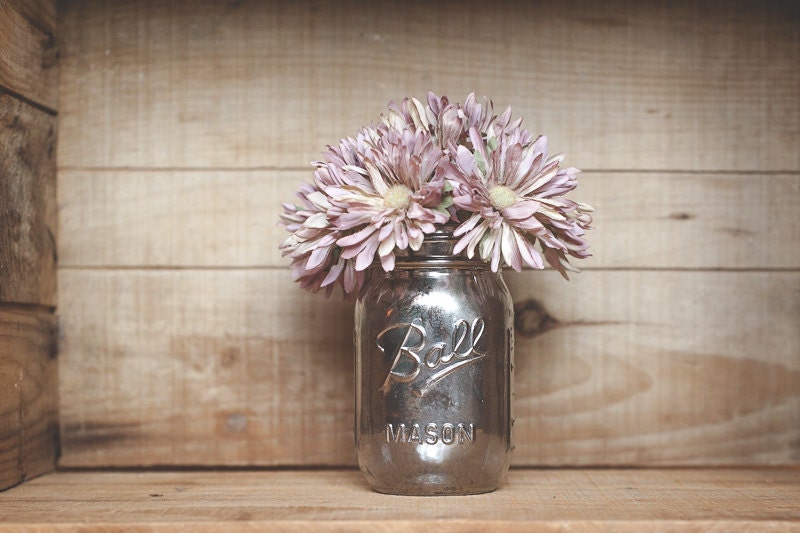 Mercury glass look mason jar. Silver decor by StyleJarsandCans