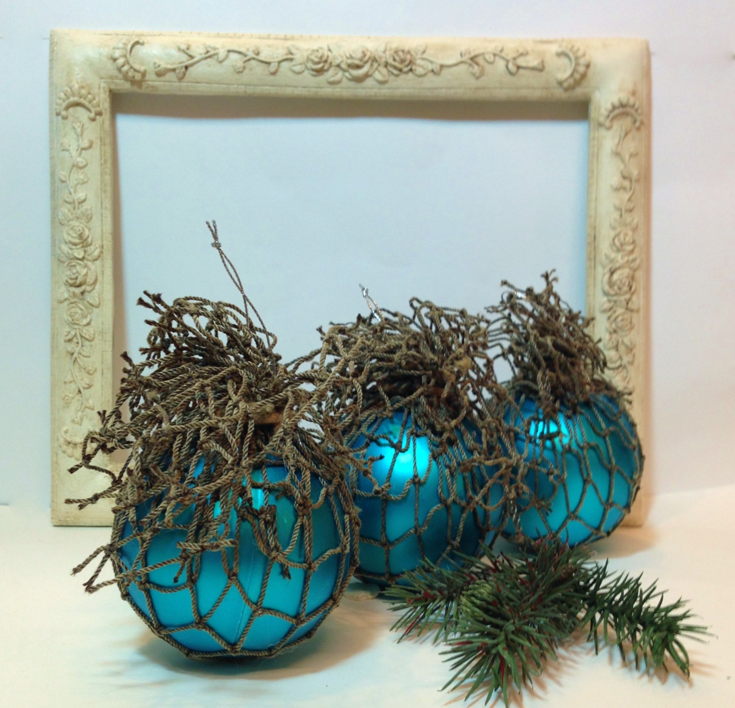 Nautical Christmas Tree Ornaments in Turquoise Blue Seaside Inspired Christmas Decor, Beach Decor - northandsouthshabby