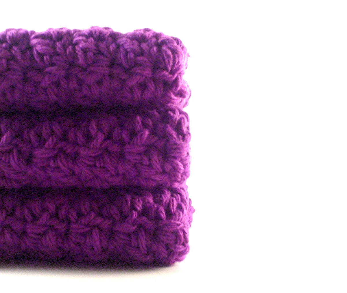 Cotton Crochet Dishcloths Washcloths Radiant Orchid Purple Set of 3 crocheted rags dish scrubbies - PrairieLoops
