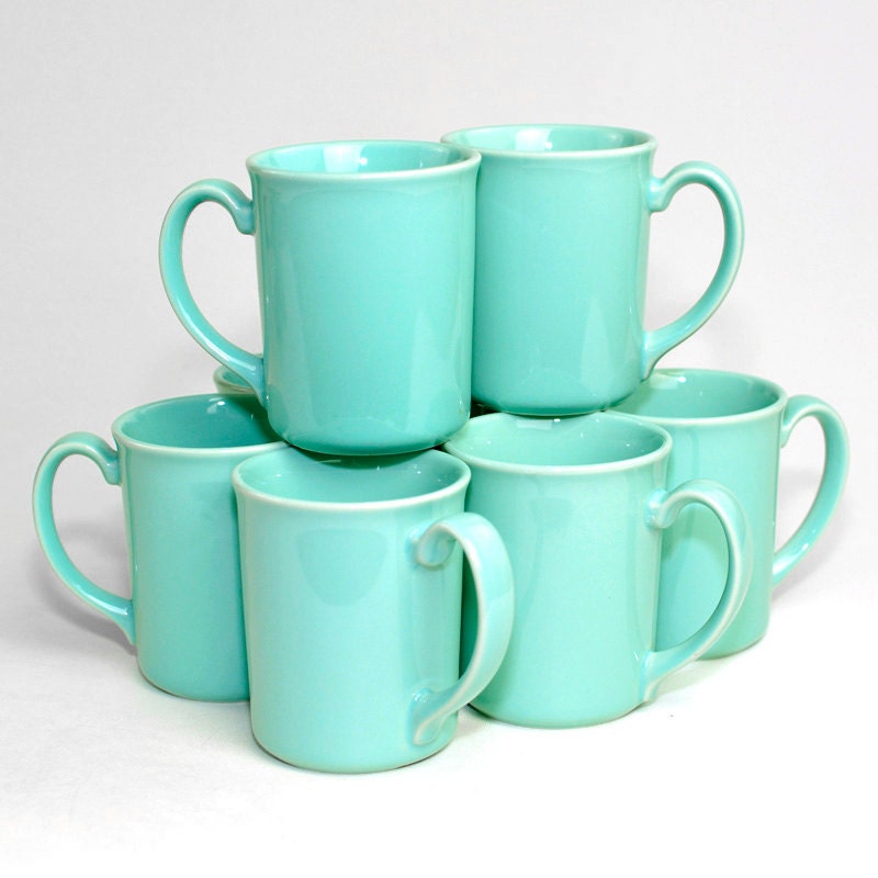 Corning Aqua Coffee Cups 8 Microwavable by OneRustyNail