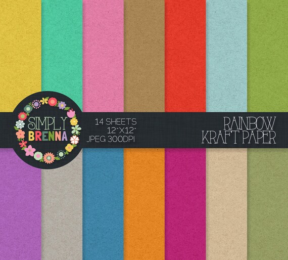 Colored Kraft Paper Texture Digital Paper Pack by SimplyBrenna