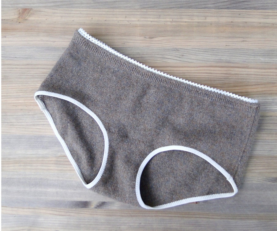 Cashmere panties - cashmere womens underwear - tan brown white black boyshorts - made to order - econica