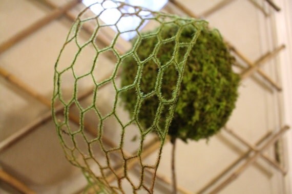 Chicken Wire ribbonFaux Moss coated chicken by teresab123 on Etsy