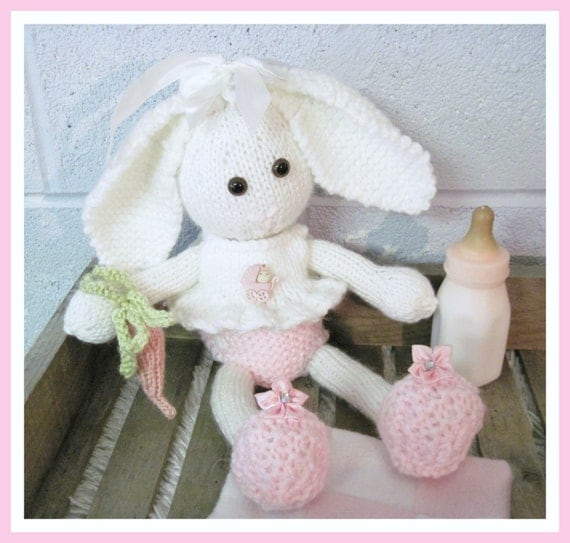 Bunny and Clothes 14 Inch Doll Pattern Knitted by LaurelArts