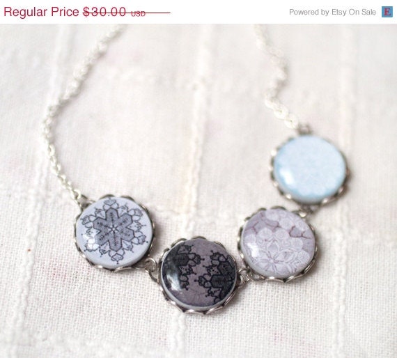 Lace snowflake necklace - Holiday jewelry - Gift for her under 30, 50 USD (BN013) - BeautySpot