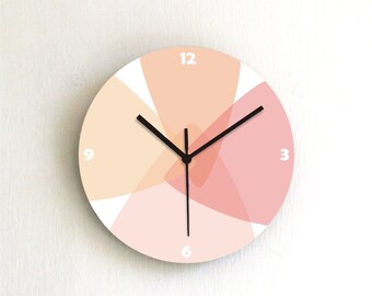 clock soft pastel orange peach red salmon beige kitchen wall clock