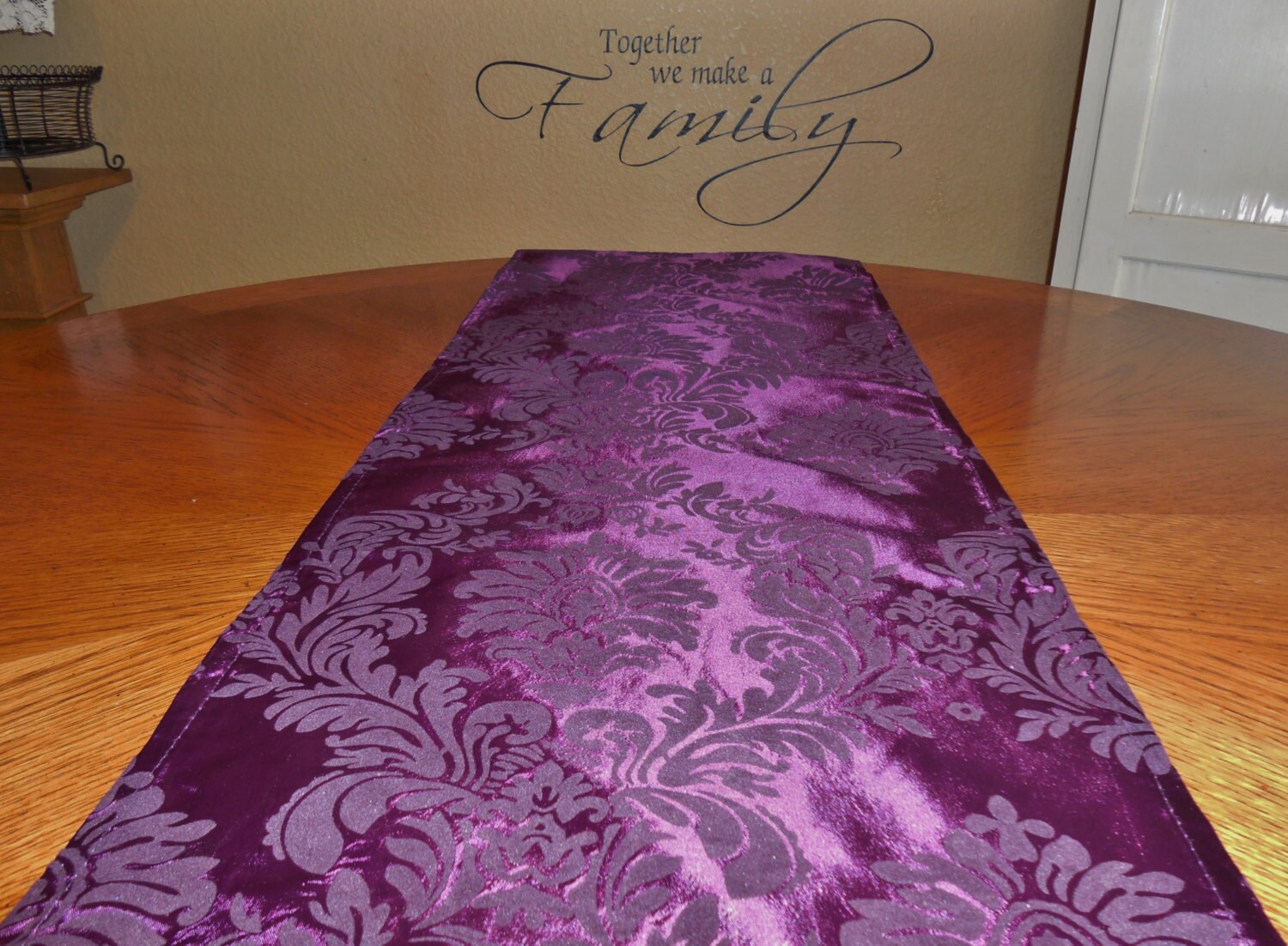 runner Purple DESIGNERSHINDIGS measurements Eggplant Table Damask Table Runner by Deep  table