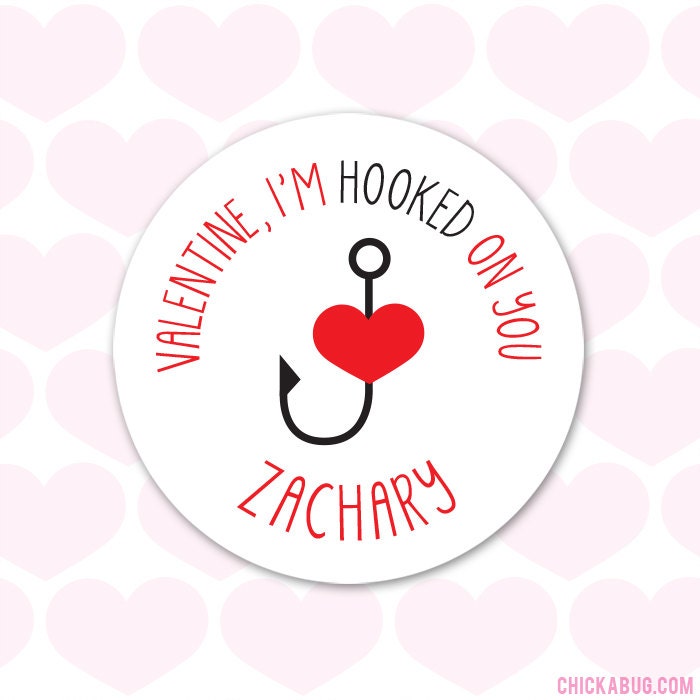 Hooked On You Valentine s Day Stickers Sheet Of 12 By Chickabug