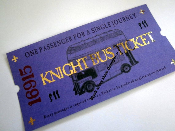 Harry Potter Knight Bus Ticket flawed by LegendaryLetters on Etsy