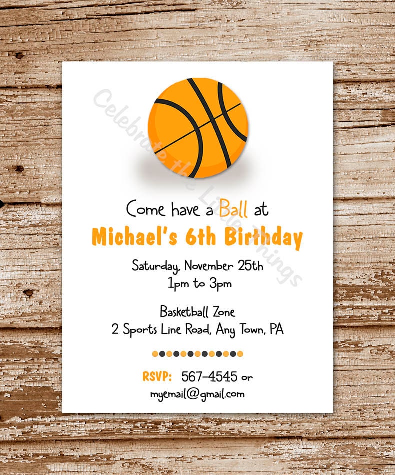 BASKETBALL Invitation / Personalized / Sports / Printable PDF File Il_570xn